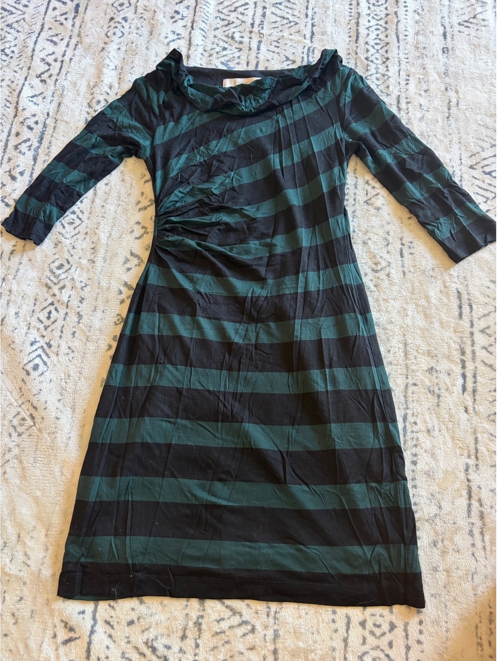 Ann Taylor LOFT Petite Striped Green and Black Dress XXS P